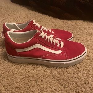 Red suede and canvas Vans